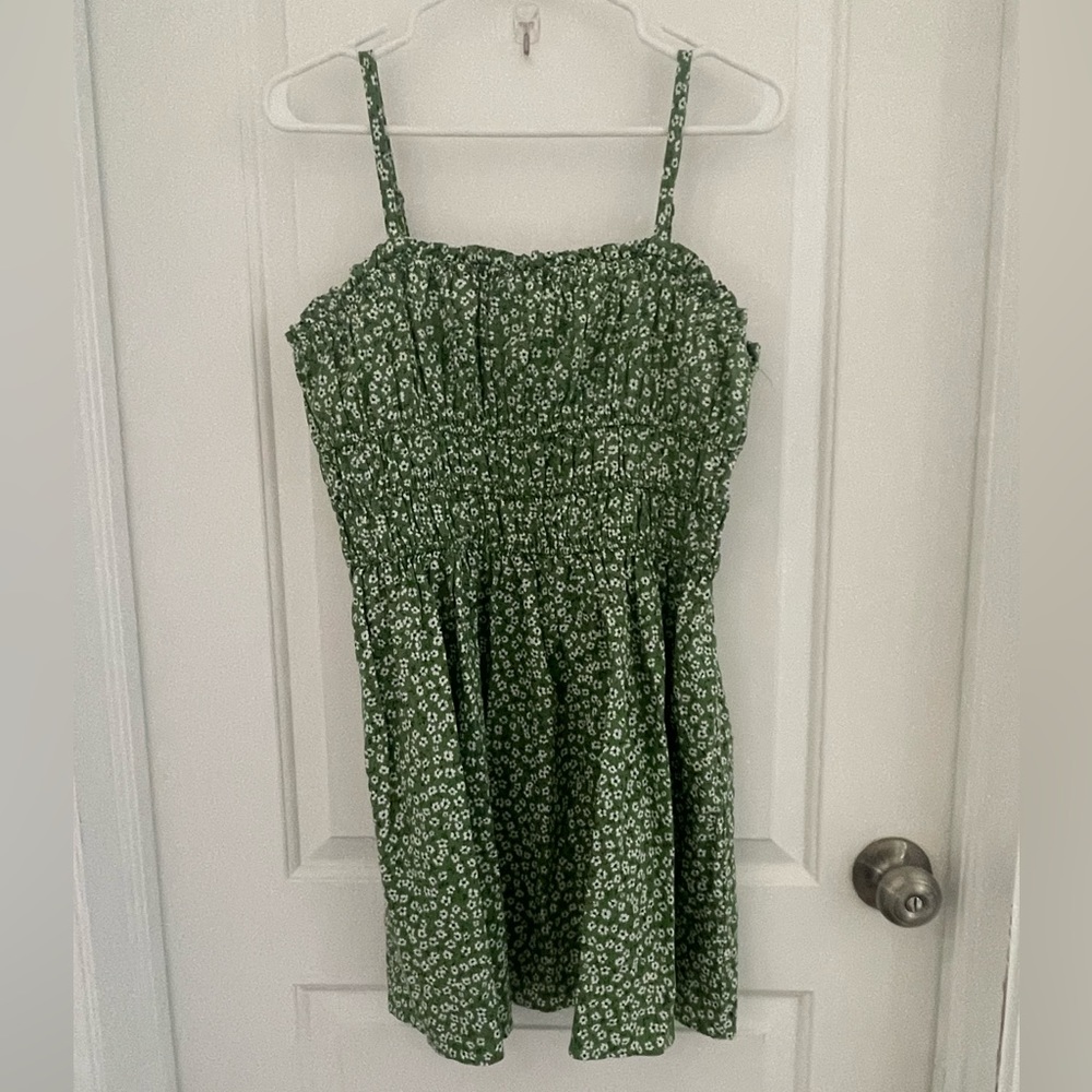 Women’s Cami Babydoll Summer Dress in Green Pattern
